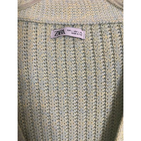 Zara Blue, Green & Yellow Oversized Cardigan Sweater Size Large - Picture 4 of 8